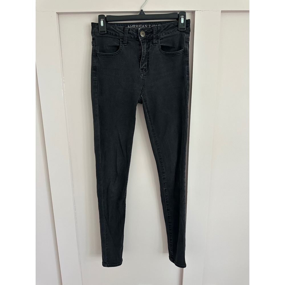 American Eagle Hi-Rise Jegging Super Stretch Black Skinny Jeans Womens Size 4